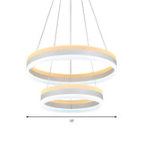 Minimalist Bedroom Silver Circular Acrylic LED Chandelier Image - 9