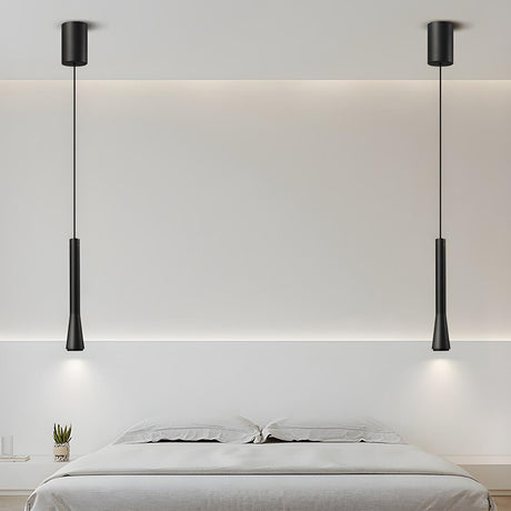 MInimalist Bedroom Sleek Black Metal Cylinder Pendant Light Image - 1