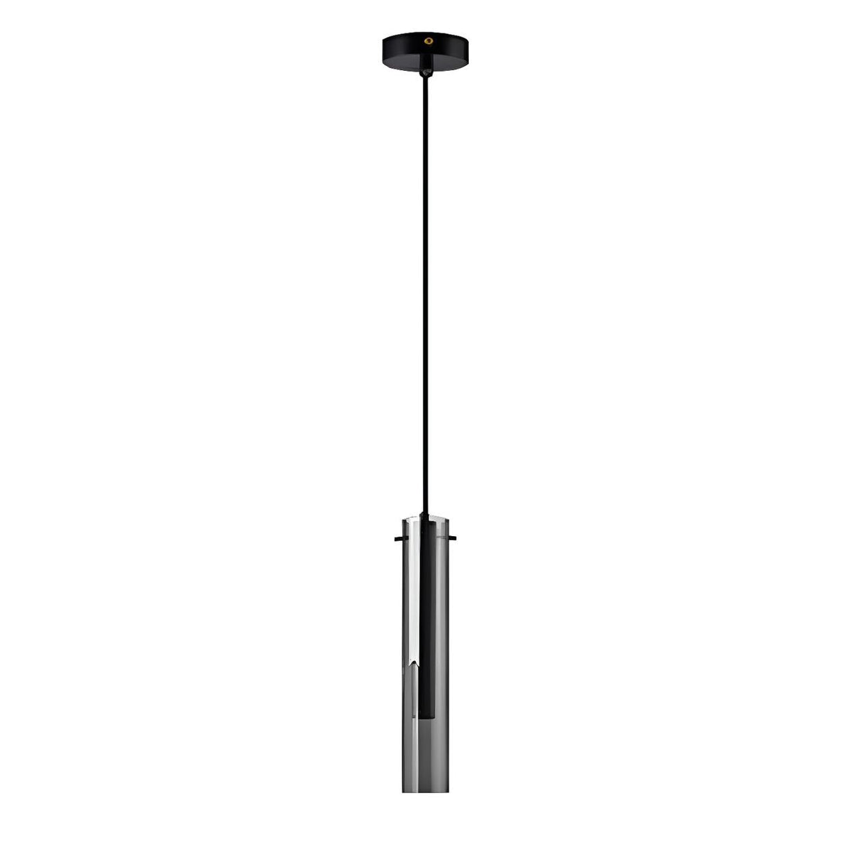 Minimalist Bedroom Sleek Cylindrical Black Pendant Light Image - 5