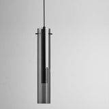 Minimalist Bedroom Sleek Cylindrical Black Pendant Light Image - 6