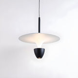 Minimalist Bedroom Sleek White and Black Pendant Light Image - 10