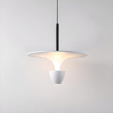 Minimalist Bedroom Sleek White and Black Pendant Light Image - 11