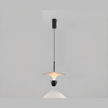 Minimalist Bedroom Sleek White and Black Pendant Light Image - 2