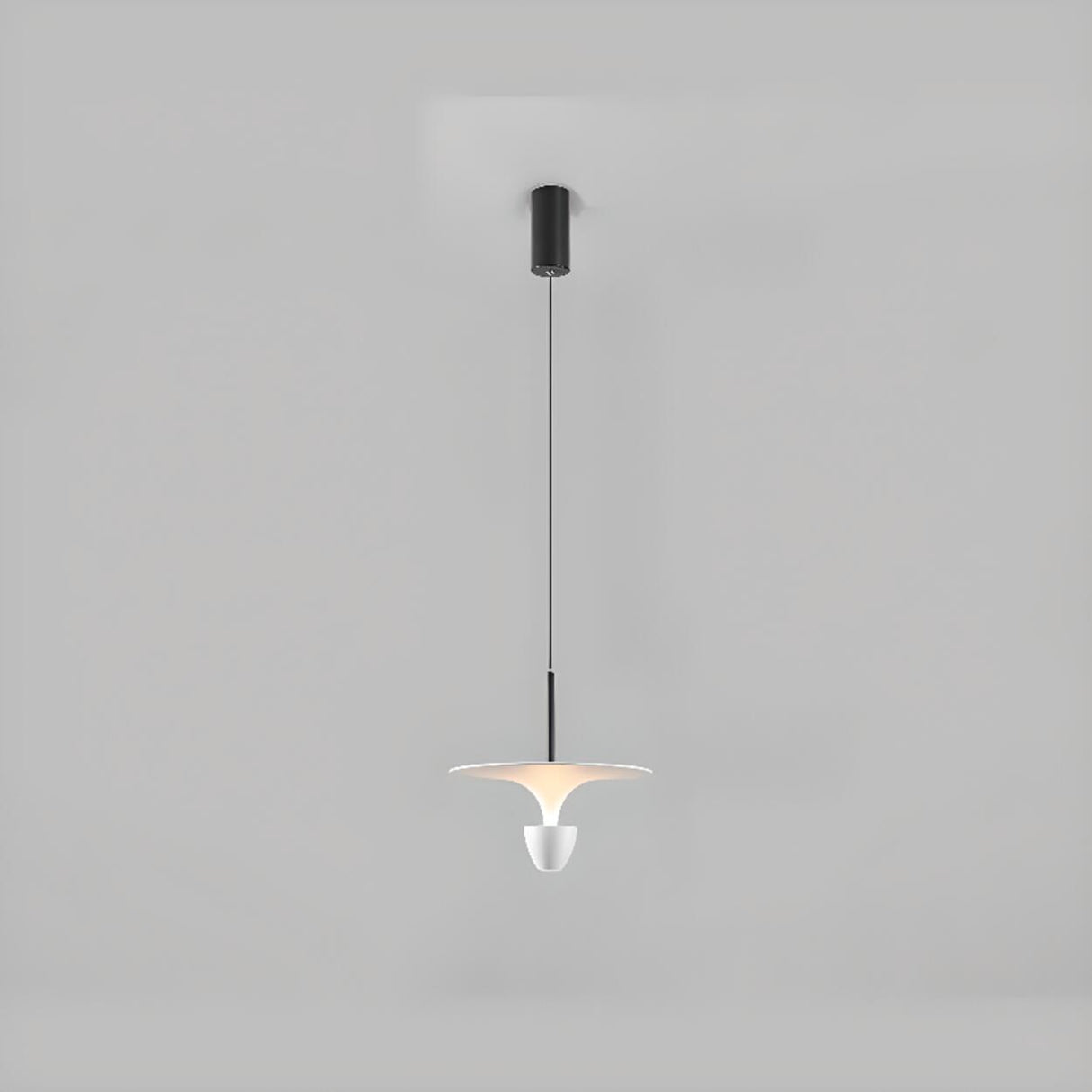 Minimalist Bedroom Sleek White and Black Pendant Light Image - 3