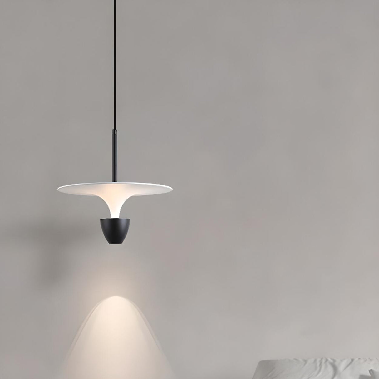 Minimalist Bedroom Sleek White and Black Pendant Light Image - 4