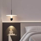 Minimalist Bedroom Sleek White and Black Pendant Light Image - 6