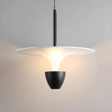 Minimalist Bedroom Sleek White and Black Pendant Light Image - 8