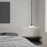 Minimalist Bedroom Slim Black Acrylic Cone Pendant Light Image - 2