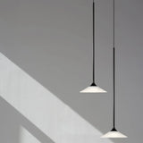 Minimalist Bedroom Slim Black Acrylic Cone Pendant Light Image - 3