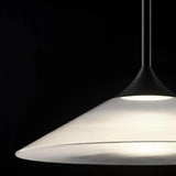 Minimalist Bedroom Slim Black Acrylic Cone Pendant Light Image - 7