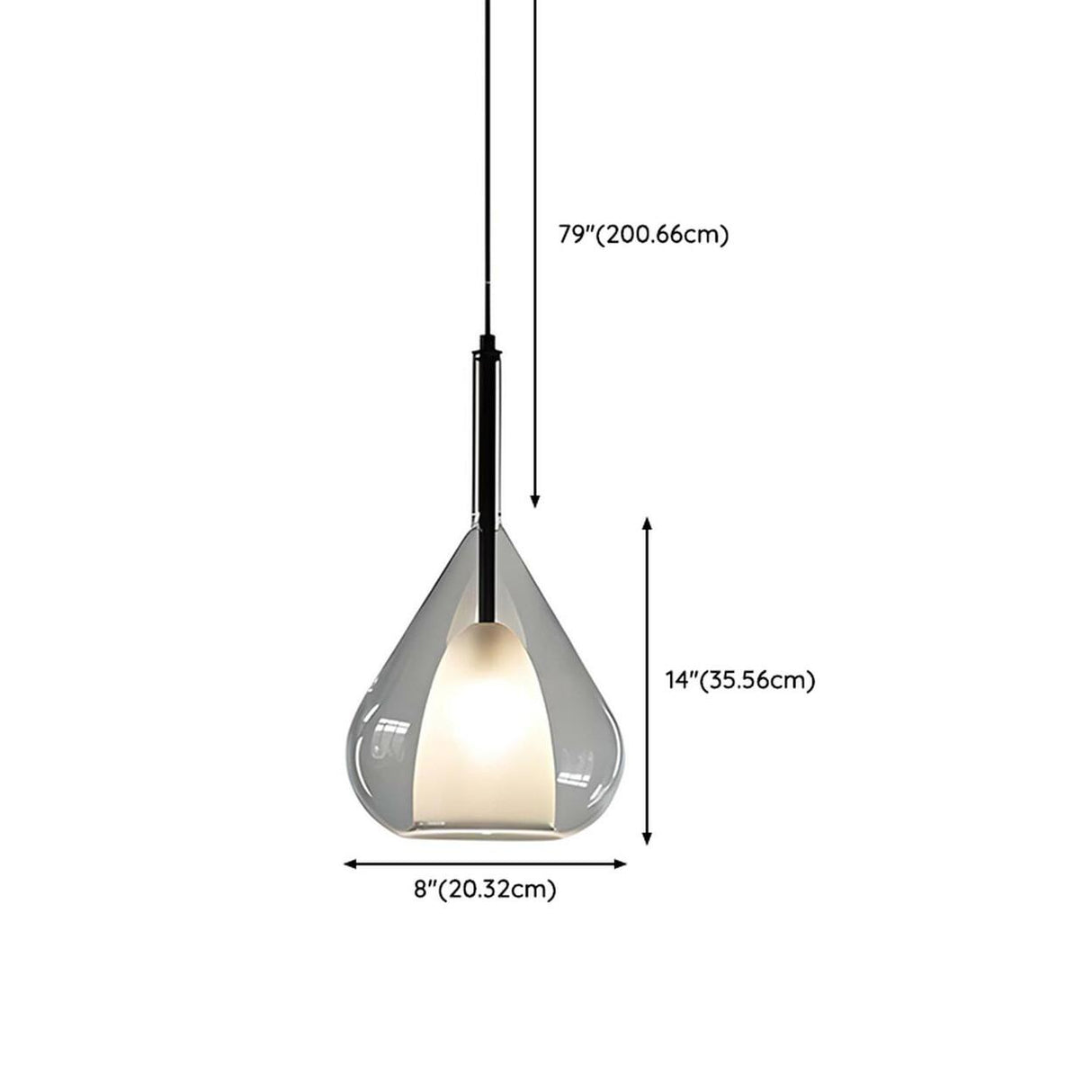 Minimalist Bedroom Teardrop Clear Glass Pendant Light 