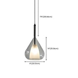 Minimalist Bedroom Teardrop Clear Glass Pendant Light #size