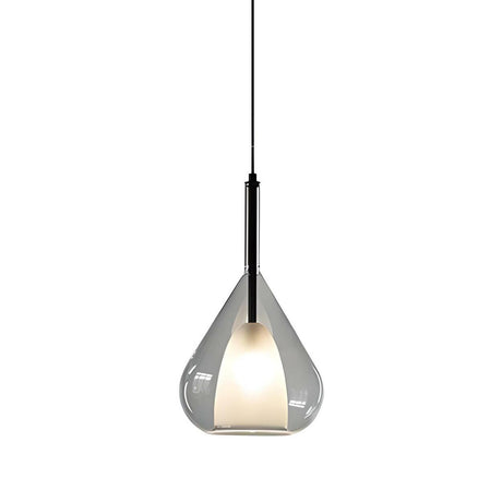 Minimalist Bedroom Teardrop Clear Glass Pendant Light Image - 2