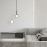 Minimalist Bedroom Teardrop Clear Glass Pendant Light Image - 3