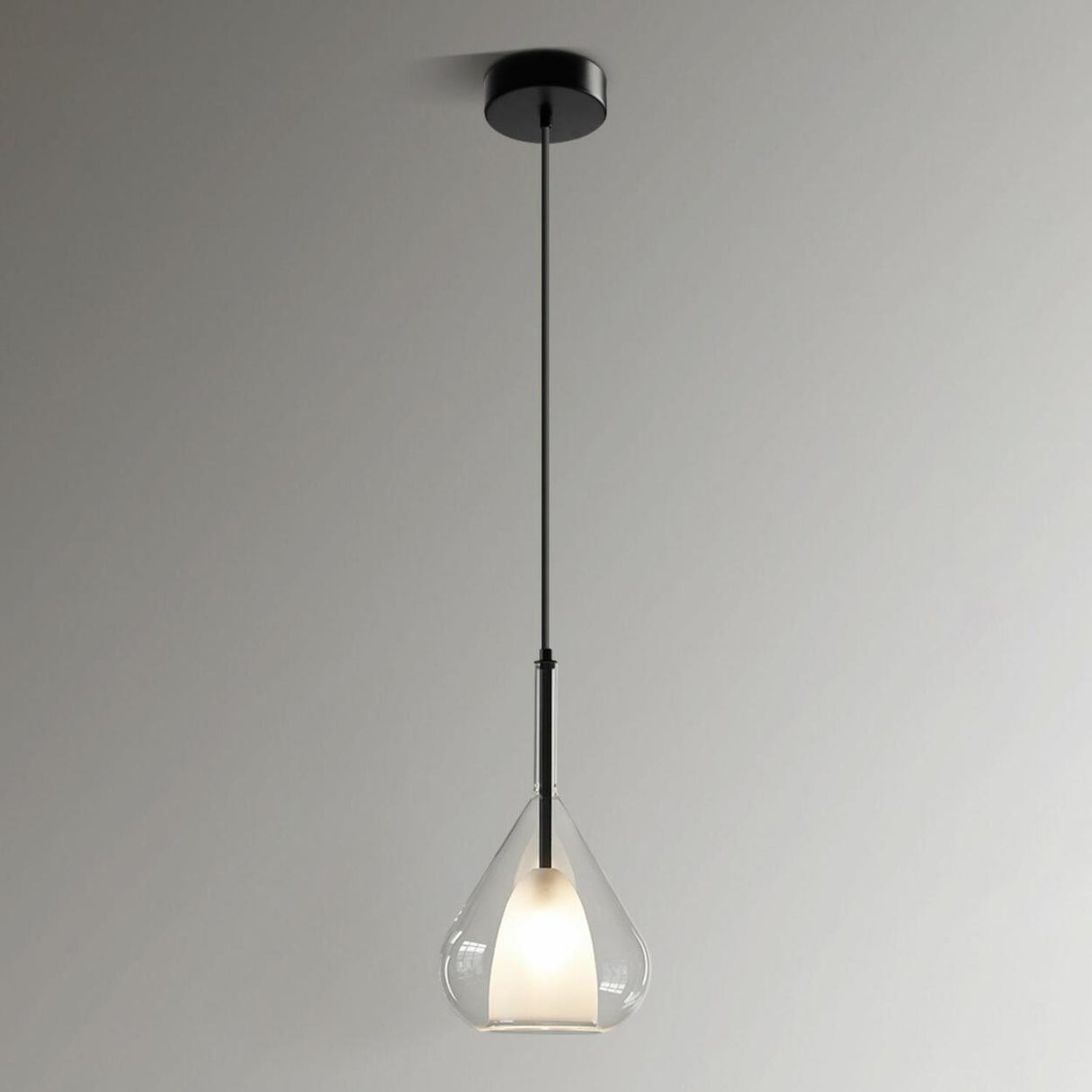 Minimalist Bedroom Teardrop Clear Glass Pendant Light Image - 6