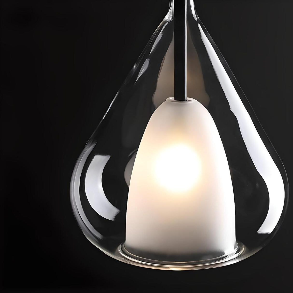 Minimalist Bedroom Teardrop Clear Glass Pendant Light Image - 9