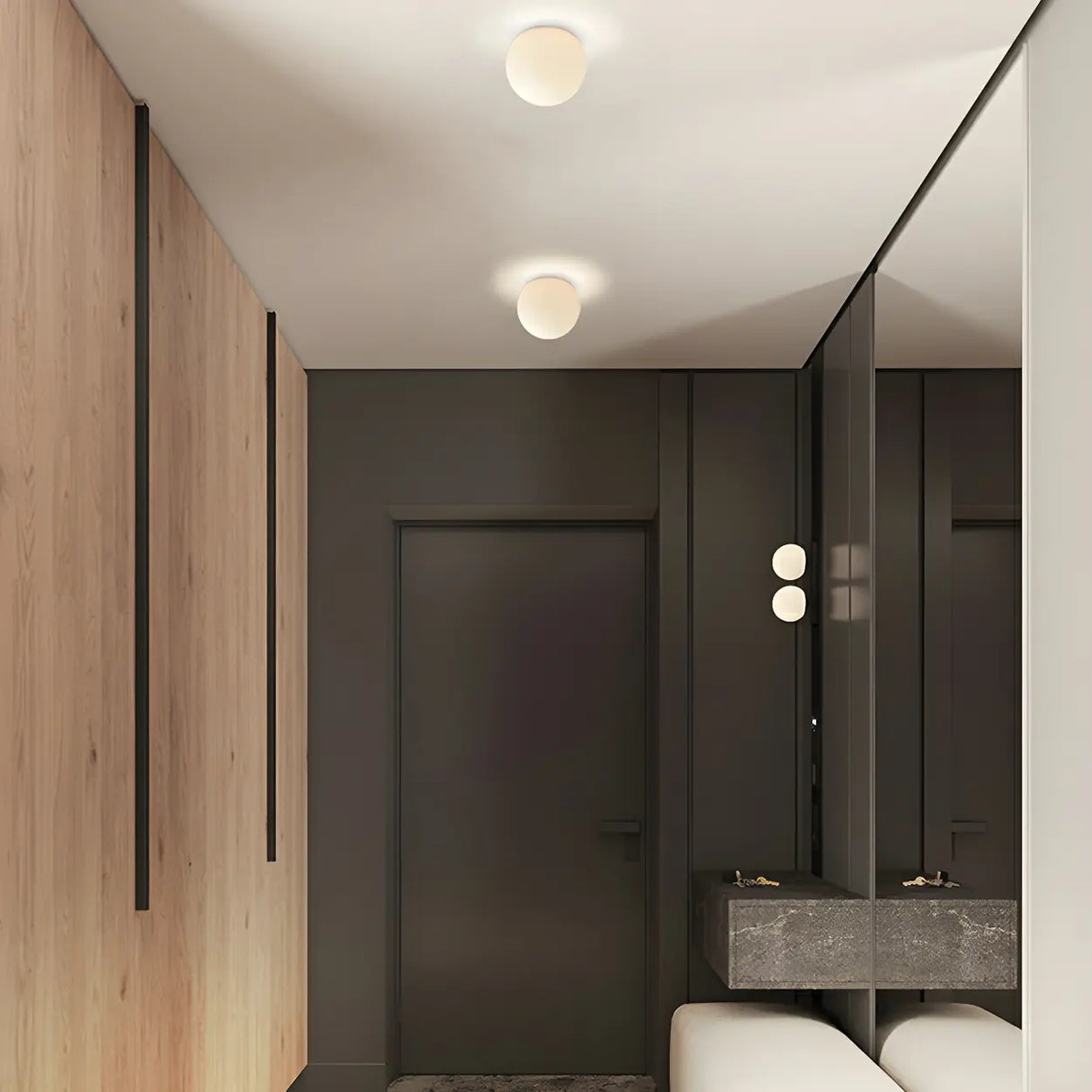 Minimalist Bedroom White Ball Flush Mount Ceiling Light Image - 3