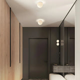 Minimalist Bedroom White Ball Flush Mount Ceiling Light Image - 3