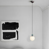 Minimalist Bedroom White Glass Globe Pendant Light Image - 1