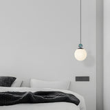 Minimalist Bedroom White Glass Globe Pendant Light Image - 2