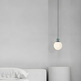 Minimalist Bedroom White Glass Globe Pendant Light Image - 3