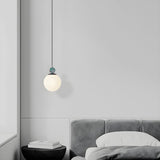 Minimalist Bedroom White Glass Globe Pendant Light Image - 4