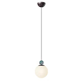 Minimalist Bedroom White Glass Globe Pendant Light Image - 5