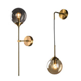 Minimalist Bedside Gold Globe Pendant Wall Sconce Image - 10