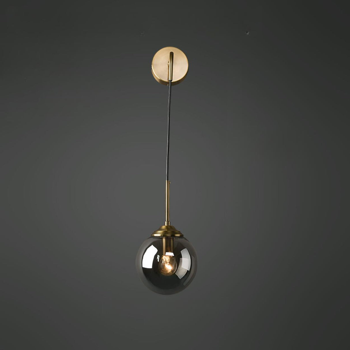 Minimalist Bedside Gold Globe Pendant Wall Sconce Image - 11