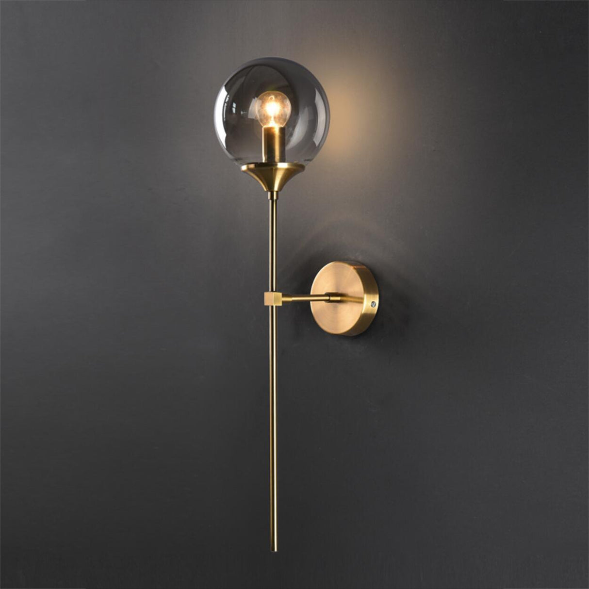 Minimalist Bedside Gold Globe Pendant Wall Sconce Image - 13