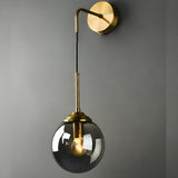 Minimalist Bedside Gold Globe Pendant Wall Sconce Image - 14