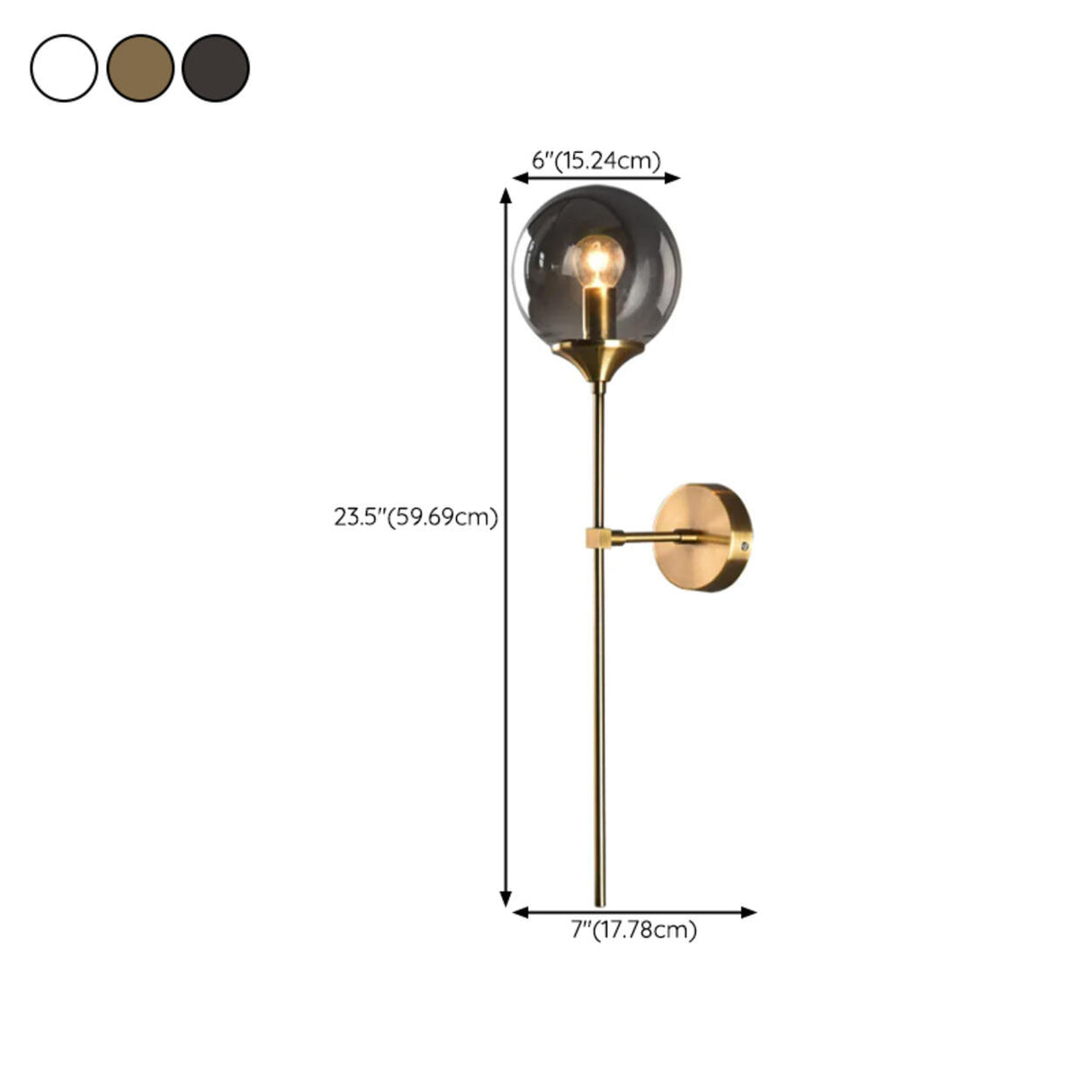 Minimalist Bedside Gold Globe Pendant Wall Sconce 