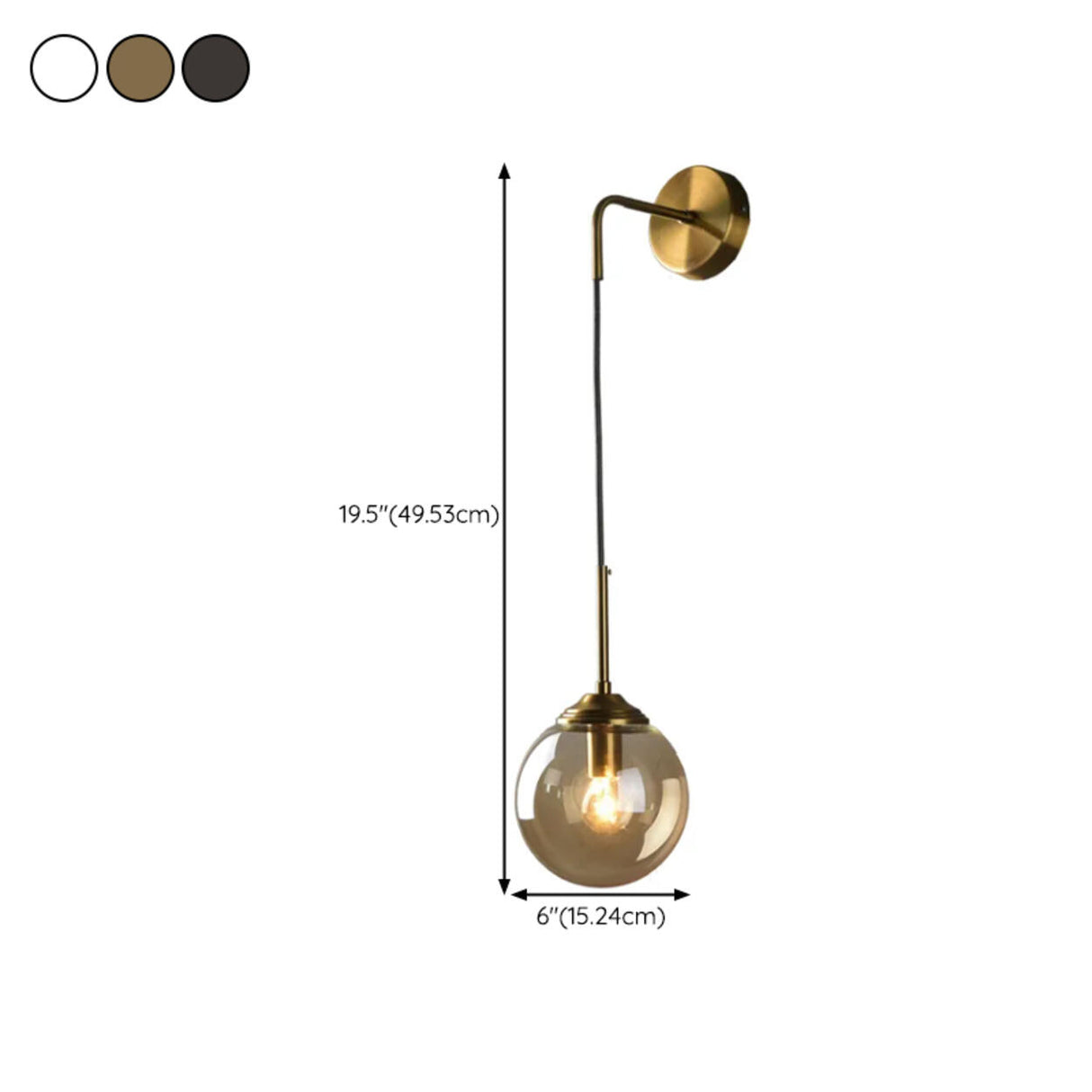 Minimalist Bedside Gold Globe Pendant Wall Sconce Image - 18