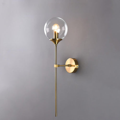 Minimalist Bedside Gold Globe Pendant Wall Sconce Image - 2