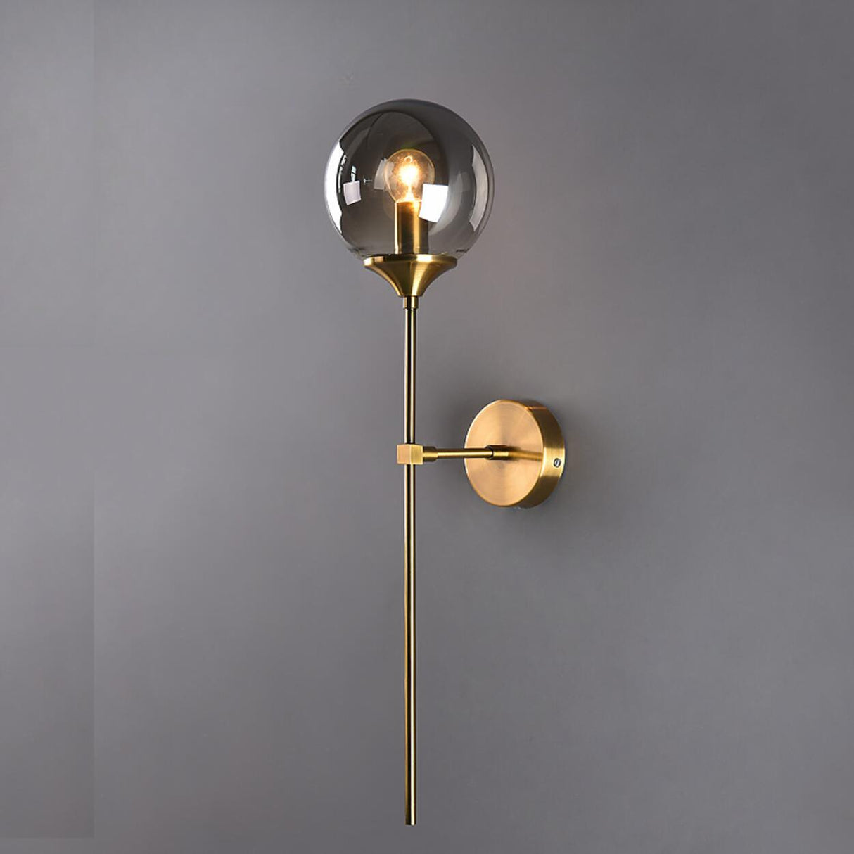 Minimalist Bedside Gold Globe Pendant Wall Sconce Image - 5