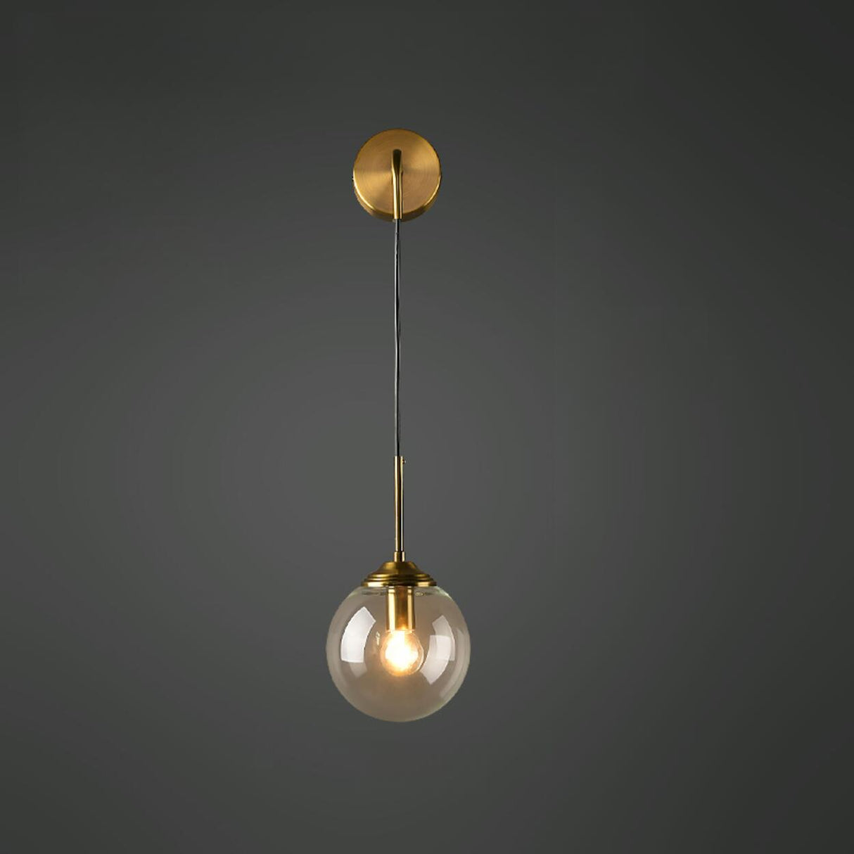 Minimalist Bedside Gold Globe Pendant Wall Sconce Image - 7