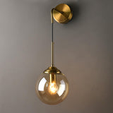 Minimalist Bedside Gold Globe Pendant Wall Sconce Image - 8