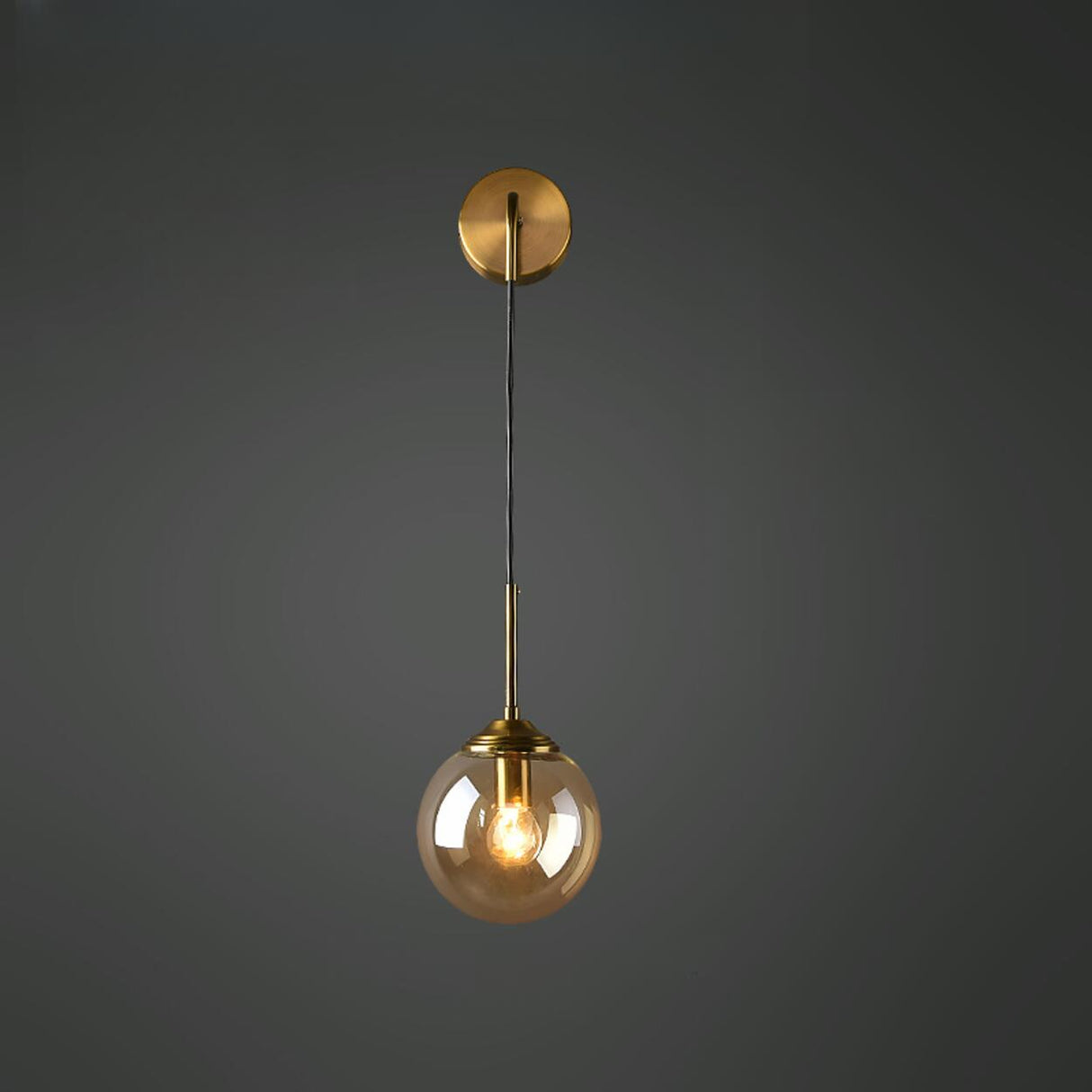 Minimalist Bedside Gold Globe Pendant Wall Sconce Image - 9