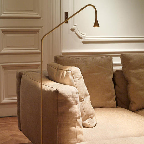 Minimalist Bedside Gold Metal Austere-F Floor Lamp Image - 2