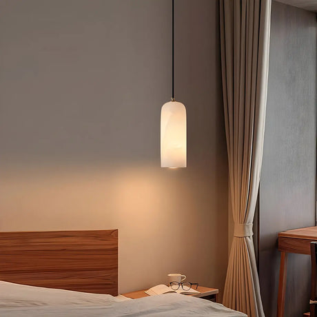 Minimalist Bell Alabaster White Mini LED Pendant Light Image - 1