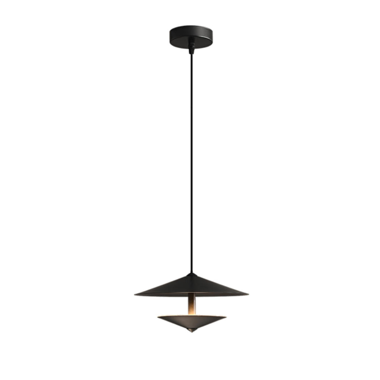 Minimalist Black Alloy LED Geometric Pendant Light Image - 5