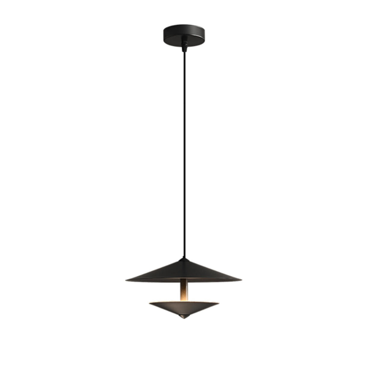 Minimalist Black Alloy LED Geometric Pendant Light Image - 6