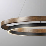 Minimalist Black Aluminum Dual Circular LED Chandelier Image - 4