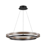 Minimalist Black Aluminum Dual Circular LED Chandelier Image - 5