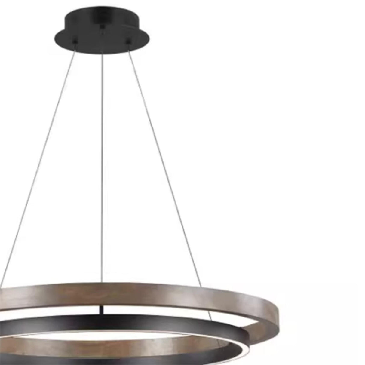 Minimalist Black Aluminum Dual Circular LED Chandelier Image - 6