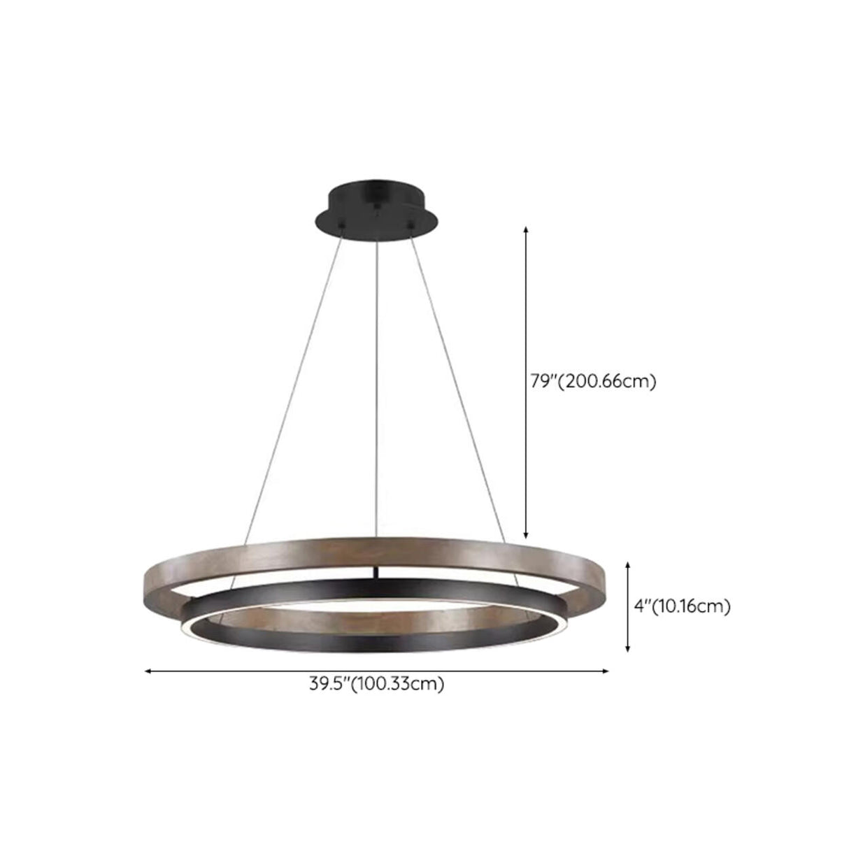 Minimalist Black Aluminum Dual Circular LED Chandelier 