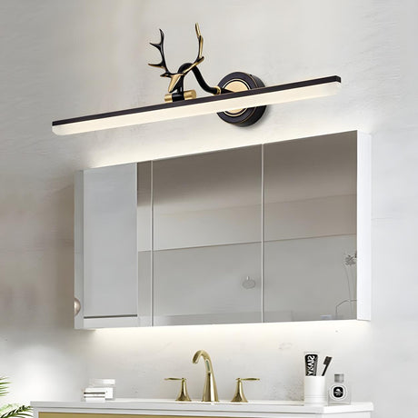 Minimalist Black Antler Linear Metal Vanity Light Image - 2