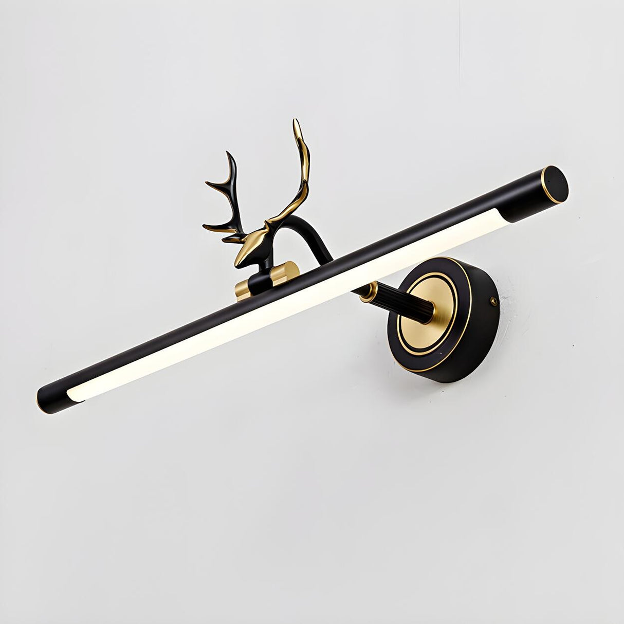 Minimalist Black Antler Linear Metal Vanity Light Image - 3