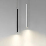 Minimalist  Black Bedroom Cylinder Metal Pendant Light Image - 3