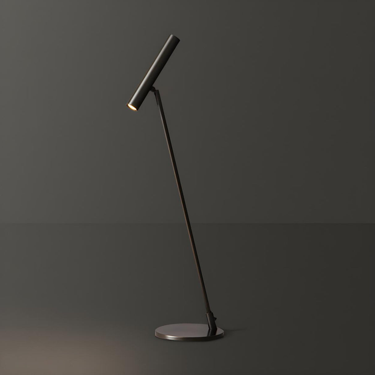 Minimalist Black Brass LED Cylindrical Shade Table Lamp Image - 10